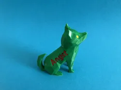 Cute Sitting Low Poly Dog (No Supports) - Text & MMU