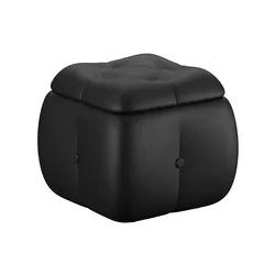 Rectangular leather pouffe