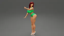 Sexy Brunette Woman Posing and Opening Window 3D Print Model 3D Print Model in Woman 399845