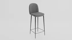 Bar stool gray velvet