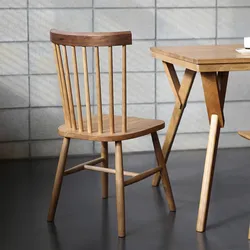 Ethnic Oak Walnut Solid Wood Chair