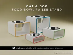 Cat & Dog Food Bowl Raiser Stand, STL 3MF OBJ