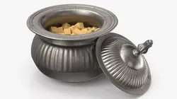 Arabic Silver Sugar Bowl Filled with Lid 3D model