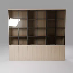 Filling Cabinet Glass Door with Stainless Frame 3D model