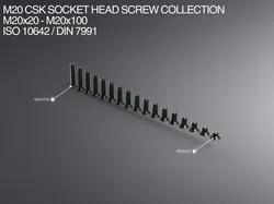 M20 CSK Socket Head Screw Collection M20x20-M20x100 ISO 10642 / DIN 7991