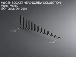M5 CSK Socket Head Screw Collection M5x6-M5x50 ISO 10642 / DIN 7991