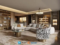 Modern Luxury Living Room Interior Scene 3D model