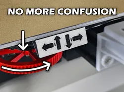 Bed leveling wheel direction indicator