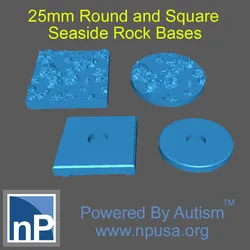 25mm Round and Square Seaside Rock Bases Free 3D Print Model in Game Accessories 387509