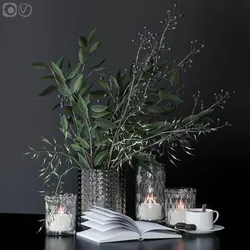 Decorative set with green branches
