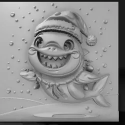 Fișiere pentru imprimante 3D | Fișier 3MF | Christmas shark decorated with lights