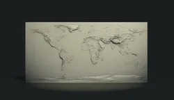 World Map Bas Relief  3D Print Model in Architecture 386511