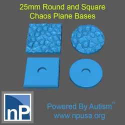 25mm Round and Square Chaos Plane or Alien World Bases Free 3D Print Model in Game Accessories 389196
