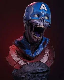 Zombie capitain america bust 3D Print Model in Monsters & Creatures 389980