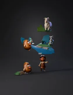 Create a cinematic 3D animated short film about a friendly Potato a