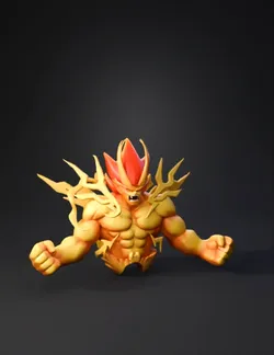 fiery humanoid creature fantasy fire elemental with bright yellow and