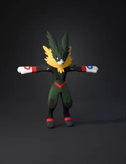 green anthropomorphic creature with yellow collar and black limbs red