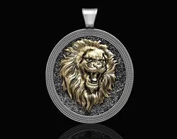 Lion pendant-oval pendant 3D Print Model in Pendants 575510