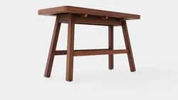 Rectangular bench in meranti wood with a seat in rattan