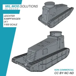 Vehicles & Machinery STL تنزيل - Leichter Kampfwagen LK I - Mil Mod Solutions