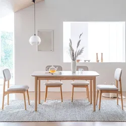 Daisy porcelain 12T barrel ceramic solid wood dining table set for 6