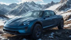 Porsche Taycan Pick-Up Truck Concept blue