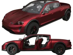 Porsche Taycan Pick-Up Truck Concept red