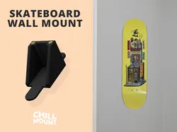Skateboard Wall Mount with Adhesive Strips (Renter Friendly)