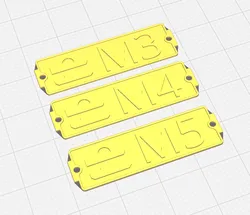 T-Slot Nut gridfinity Labels. M3-M5