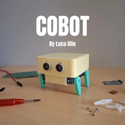 COBOT: Four servo legs and distance sensor robot