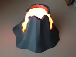Erupting volcano with glowing lava