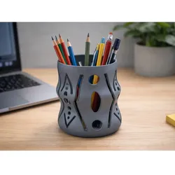 Gratis Stationery & Learning Tools STL indir - Modern Abstract Pencil Holder . - ALIX3D