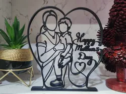 Decoración de Arte de Línea de Corazón para el Día de la Madre - Modelo de impresión 3D gratuito