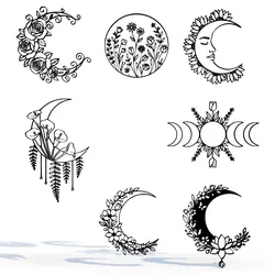 Home Decorations & Ornaments STL indir - Minimal Moon Line Art Collection – 7 Floral & Celestial Wall - 1xMerch