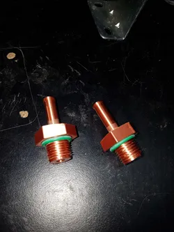 M16 to 8mm barb hose fitting used for an oil filter