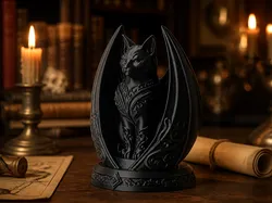 Gratis Sculptures & Artworks STL indir - Gargoyle Guard Cat Sculpture - Catmania3D