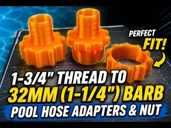 Adaptador de manguera de piscina con rosca de 1-3/4" a espiga de 32mm (1-1/4) - Modelo de impresión 3D gratuito