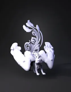 blue and purple fantasy dragon with swirling wing like tendrils and gl