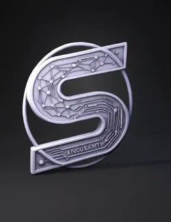 Create a premium 3D printable emblem for a technology school called SI