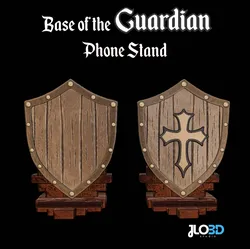 Home Decorations & Ornaments STL indir - Heroic Phone Stand – Shield Design with Cross for Desk Setup - Jlo3d