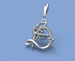 Pendant gymnastics ribbon letter D 3D Print Model in Pendants 556249