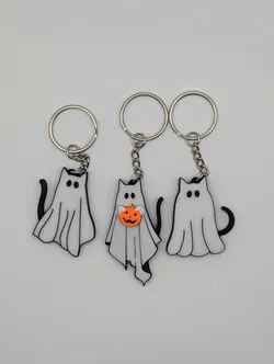 Ghost Cat Keychains