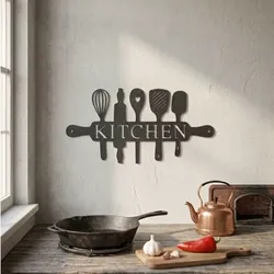 Gratis Sculptures & Artworks STL indir - Kitchen Wall Sign with Utensils - 3DVISUALS