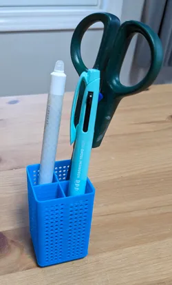 Gridfinity tall divided bin to hold pen/pencil/small tools upright, with magnet holes