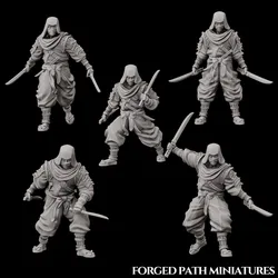 Japanese Ronin Ninja – 5 Dual-Sword Assassins | Bushido STL Miniatures