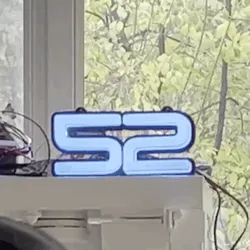 52 Number Sign, in a custom symmetrical font.
