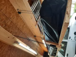 Pulley system with drill powered winch (sort of ^^) -> ceiling storage