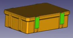 Parametric rugged box with removable clasp on lid 100% 3D printed (freecad)