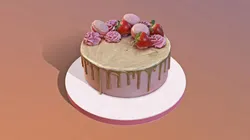 Golden Strawberry Drip Cake