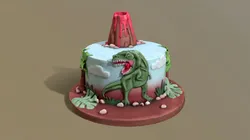 T-Rex Dinosaur Volcano Cake